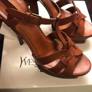 Yves Saint Laurent Tribute 105 Sandal Dark Cuoio
